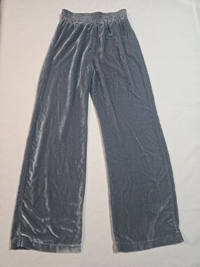 Reformation Velvet Wide-Leg Pants in Dusty Blue